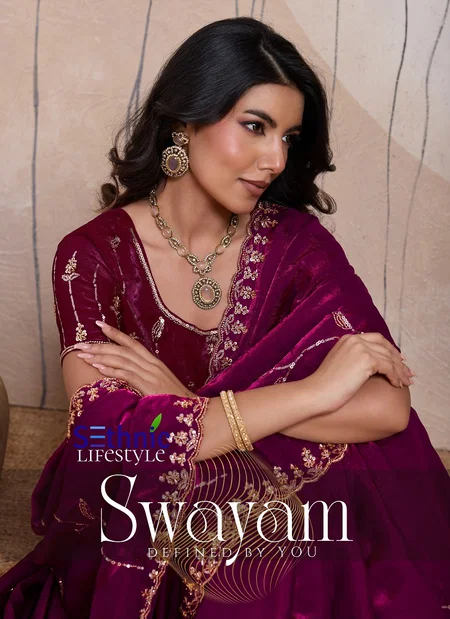 Swayam By Sethnic Lifestyle Metallic Velvet Satin Saree Wholesale Price In Surat